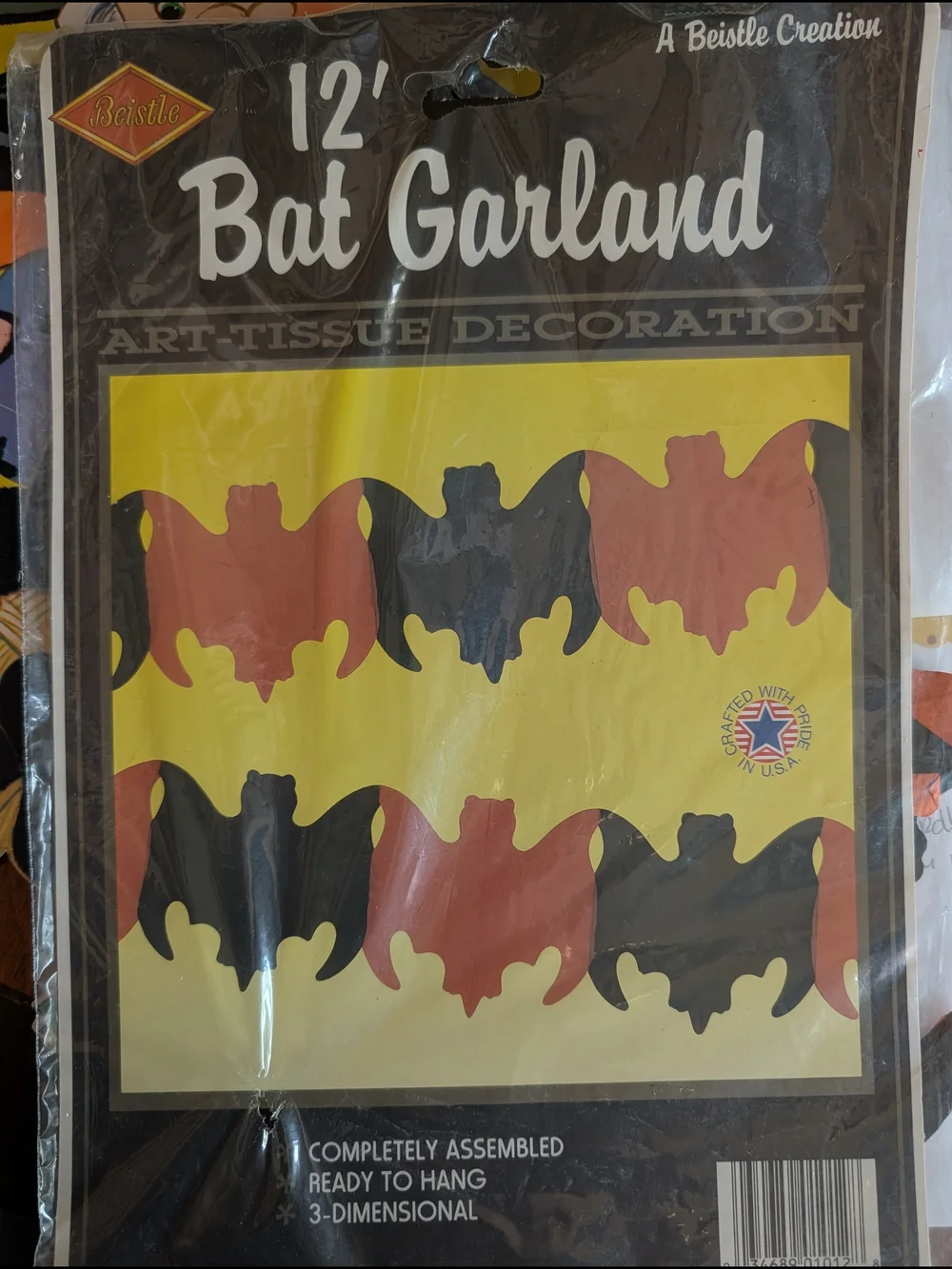 Vtg 1989 Beistle 12' Bat Garland 